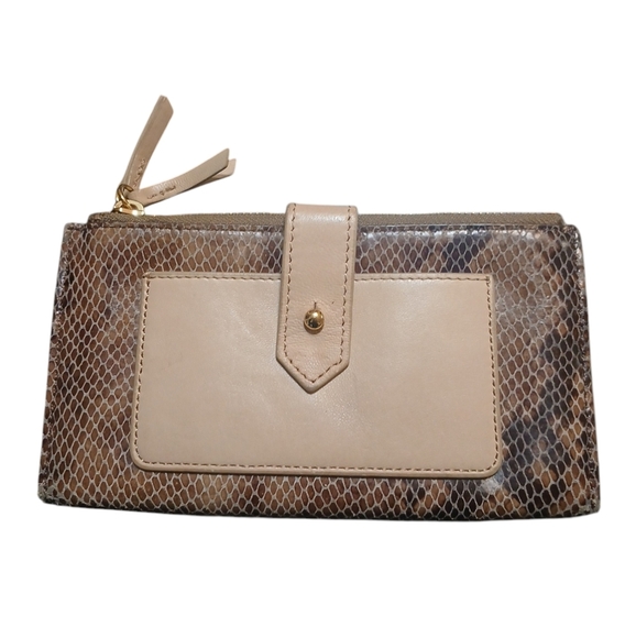 Margot Fine Leather Snap Wallet Snake Embossed Bi-Fold Wallet - Picture 1 of 9